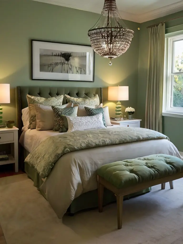 sage green and cream bedroom ideas
